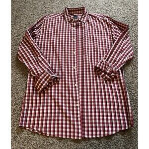 Men's Red Plaid Button Down Dress Shirt, Saks Fifth Avenue, Size Large